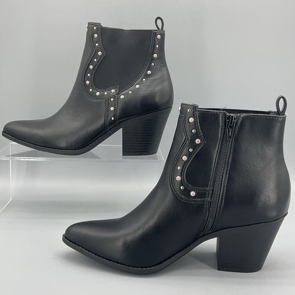 NEW Sun + Stone Women’s Indianaa Western Studded Dress Boots Black Size 7.5M - Picture 2 of 11